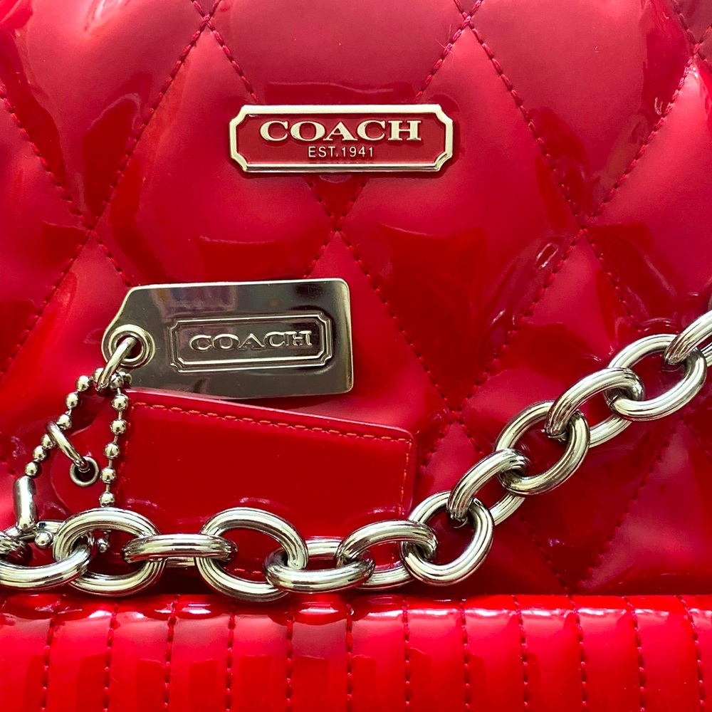 Coach Glossy Red Patent Leather Tote